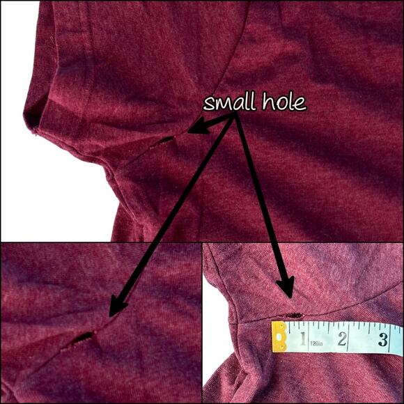 LAT Ladies V-Neck Short Sleeve Tee Shirt Top Ladies Size Large Burgundy - Picture 3 of 8